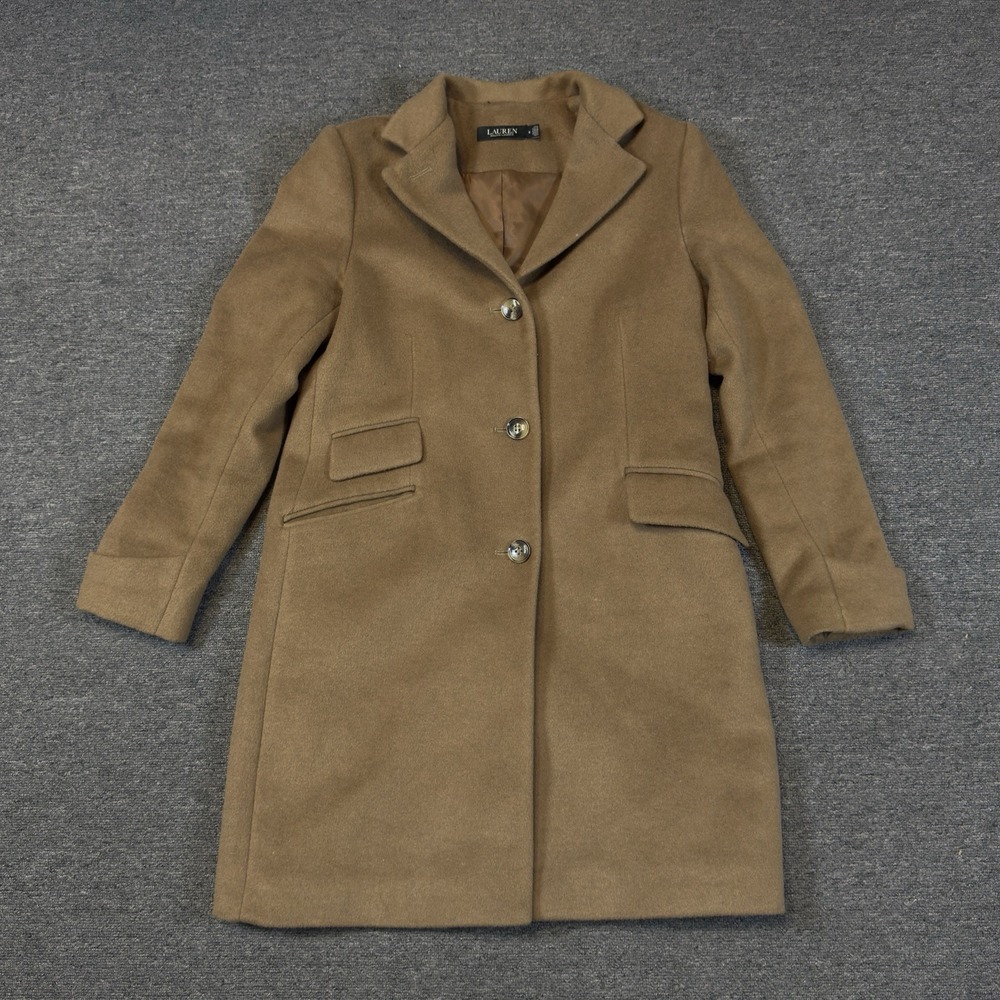 Lauren Ralph Lauren Reefer Coat Size 6 New Vicuna Wool Blend Single Breasted